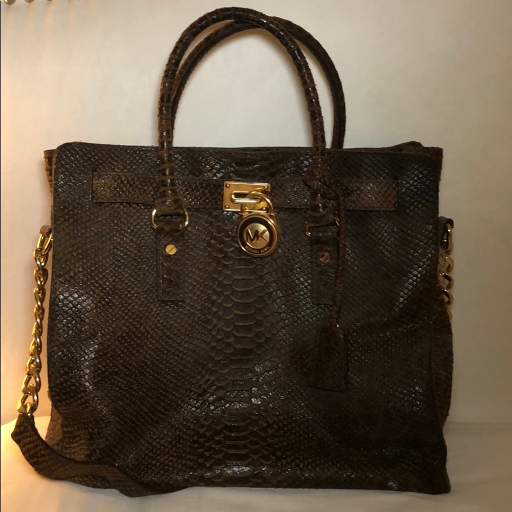 Michael Kors Crocodile Embossed Hamilton Bag